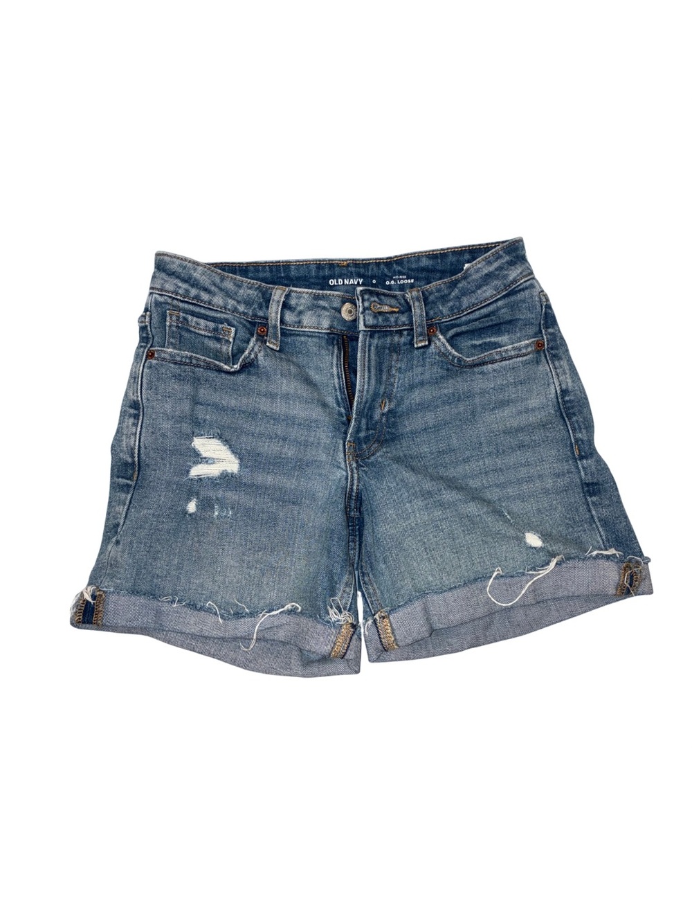 Old Navy Light Blue Distressed Rolled-Hem Jean Shorts
